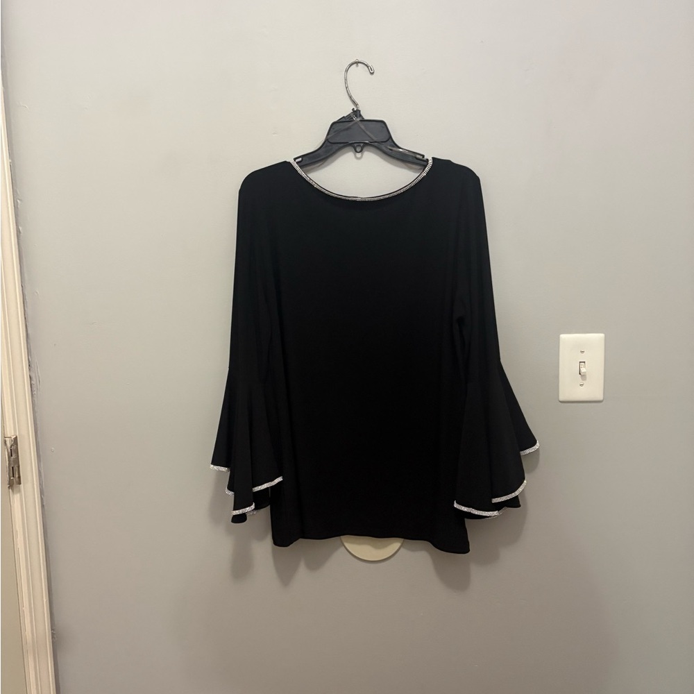 MSK Black Blouse with Silver Trim - Picture 5 of 6